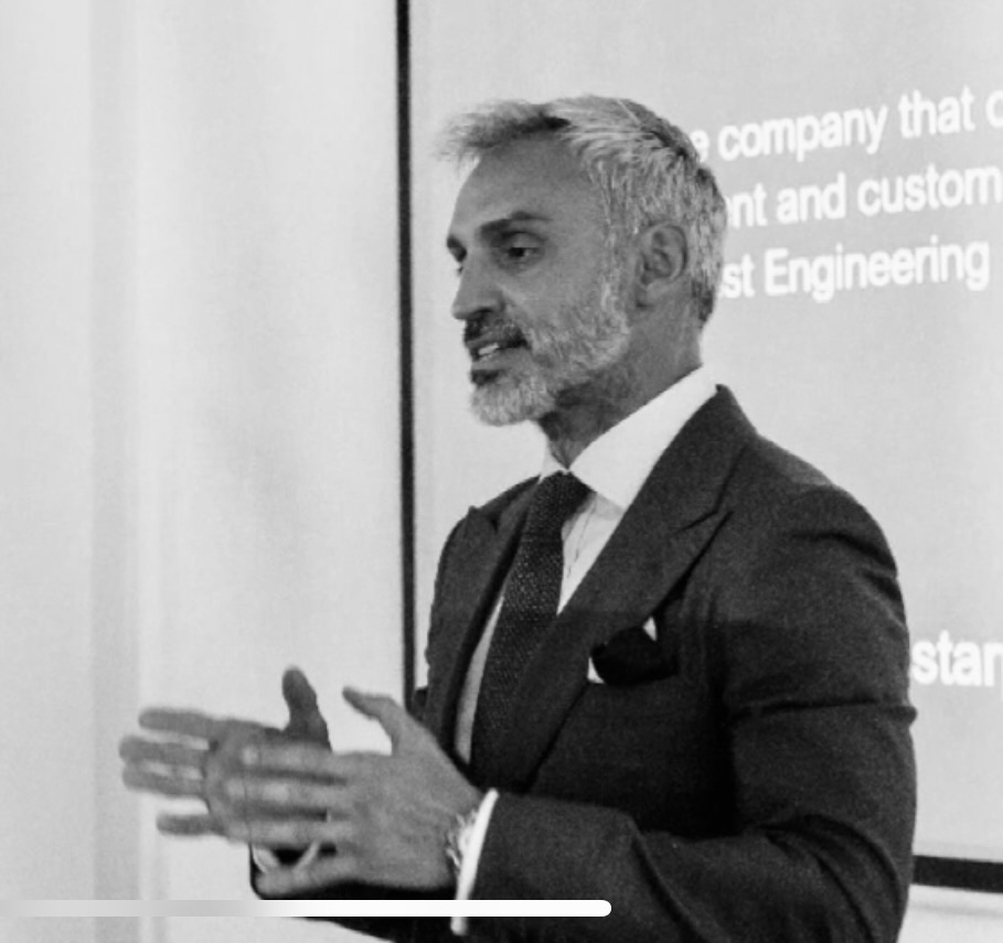 Antonio Menegatti speaking during a presentation